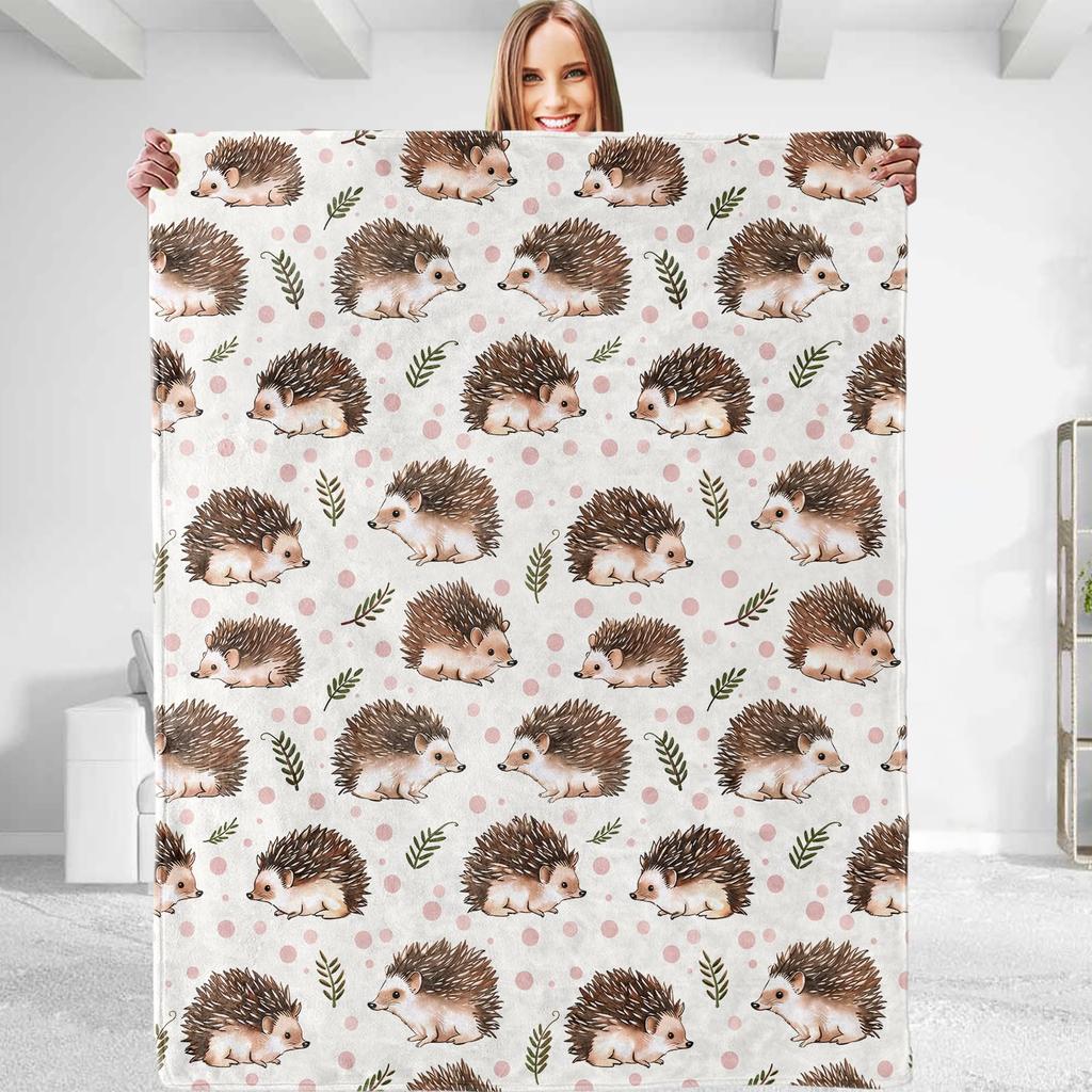 Cute Hedgehog Throw Blanket Super Soft Cozy Lightweight Fuzzy Comfy Flannel Blanket Plush for Couch, Sofa, Bed, Travel, Camping