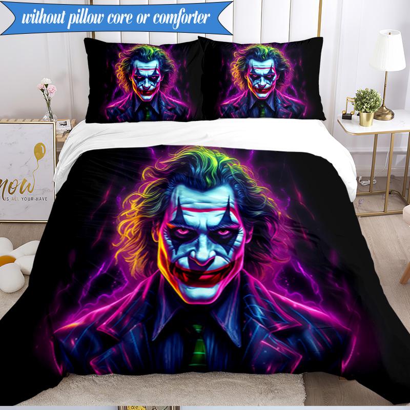 3PCS Clown Bedding Set Duvet Cover Closure Includes 1 Duvet Cover & 2 Pillowcases for All Seasons Bedroom Decor Christmas Fan gifts