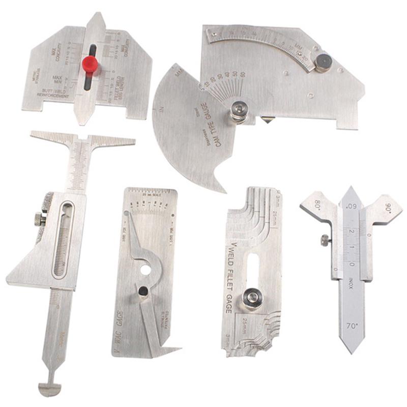 ABUL-6Pcs Welding Gauge Weld Inspection Gauge Weld Seam / Round Corner / Crown Test Size Ruler Angle Measurement Kit Combination