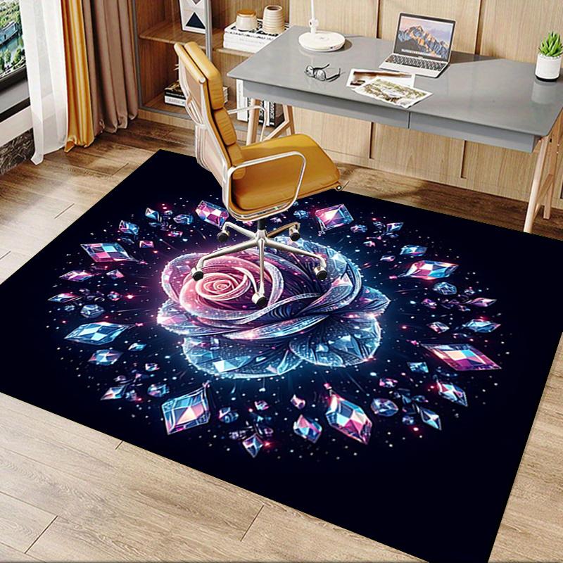Shimmering Crystal Rose Chair Mat Office Carpet, Oversized Rug for Home Decor, Sofa Mat, Desk Pad Gift, Suitable for Bedroom, Living Room, Any Room