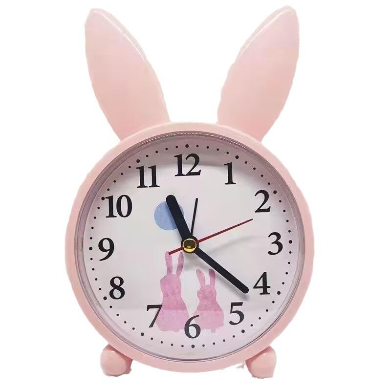 Creative Cute Rabbit Small Alarm Clock Silent Cartoon Cute Children Student Clock Alarm Simple Bedside Desk Clock