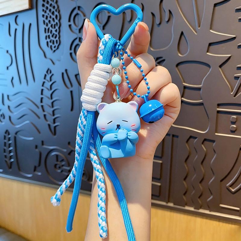 Keychain With Resin Cat Pendant For Mobile Phone And Bag Accessory