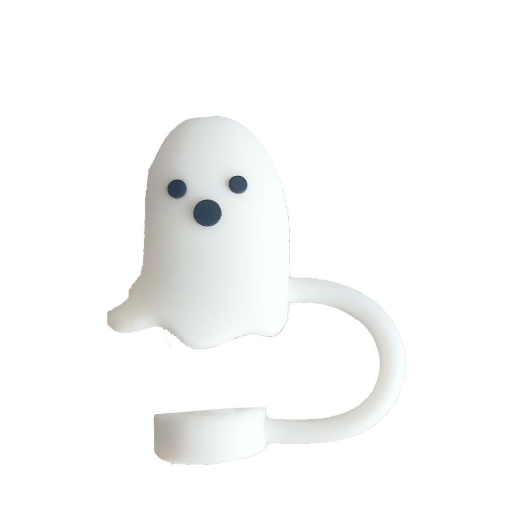 Cute Ghost Straw Covers Cap Compatible With Stanley Cup Silicone Reusable Drinking Straw Topper Accessories Halloween Gifts