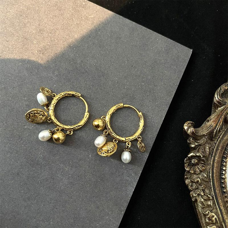 925 Silver Drop Earrings Hoop Pearl Leaf Vintage Irregular For Women Girl Gift Fashion Jewelry Dropship