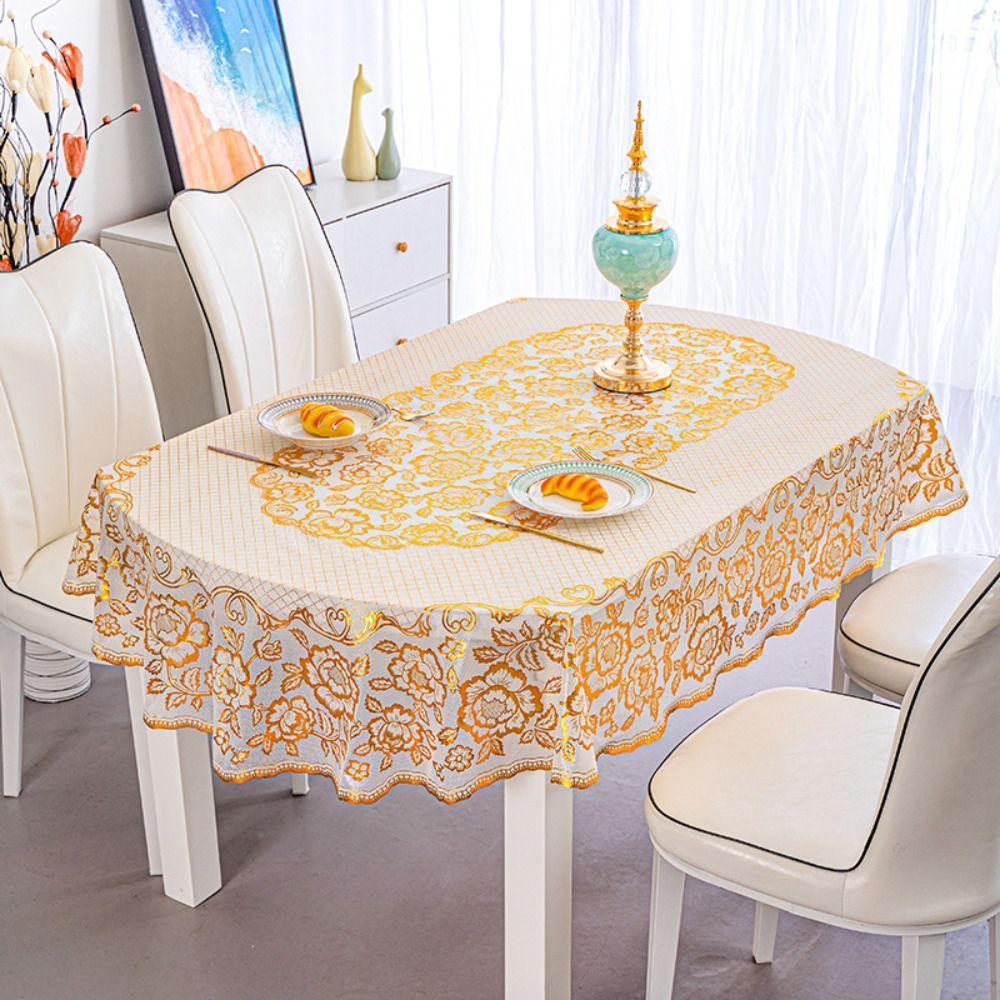 Waterproof Oval Tablecloth Anti-Scald Table Mat Kitchen Supplies Table Cover  Wedding Dining Room