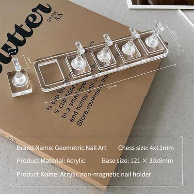 5Pcs Transparent Nail Stand Non-Magnetic False Nails Holder Press On Nail Display Rack Acrylic Nail Training/Painting Tools