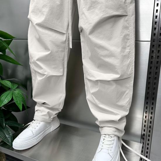 Heren Joggingbroek Trekkoord Taille Cargobroek met Zakken Losse Pasvorm Casual Effen Kleur Sportbroek voor Straat Reizen