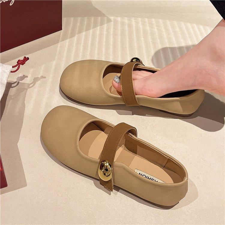 French Soft Leather Mary Jane Single Shoes Women's Flats Summer 2025 New Gentle Wind Pregnant Women Soft-soled Beanie Shoes