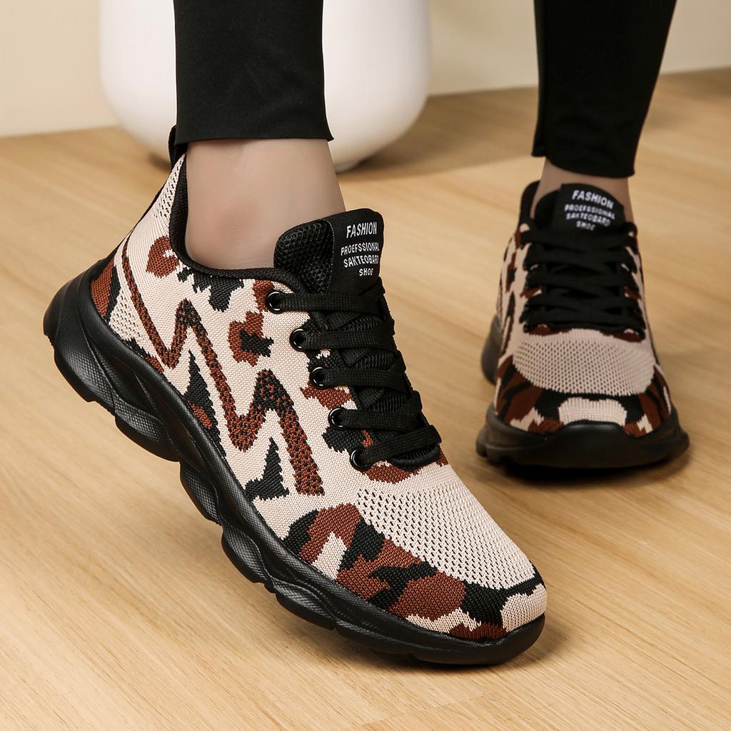 TUINANLE Women Sneakers Mesh Breathable Camouflage Color Platform Shoes Ladies Light Weight Running Shoes