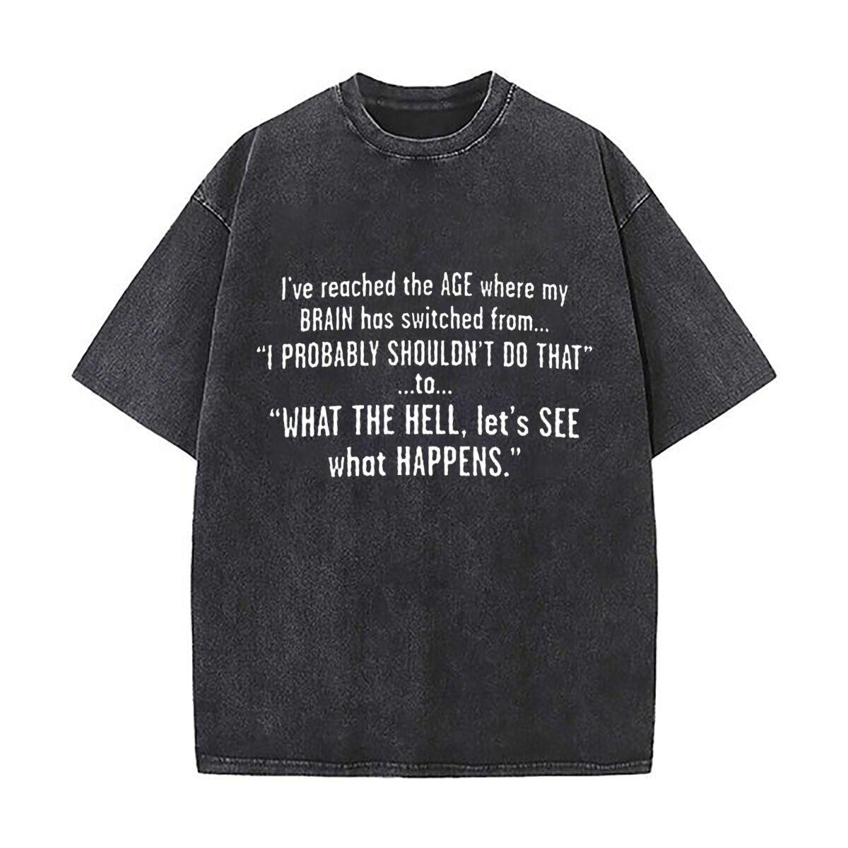 Age  Related Humor Quote Art Retro Washed Distressed T Shirt Men Summer Casual Short Sleeve S