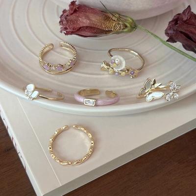 2024 Unique Mother-of-Pearl Butterfly Enamel Ring: Stylish, Versatile Decorative Piece for Women