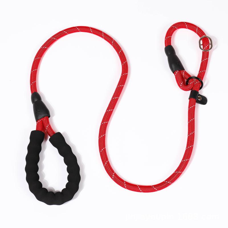 Anti-Shock Dog Leash for Medium & Large Breeds - Durable Chain with P-Rope for Walking & Training 1.4m 6mm - No Handle красный