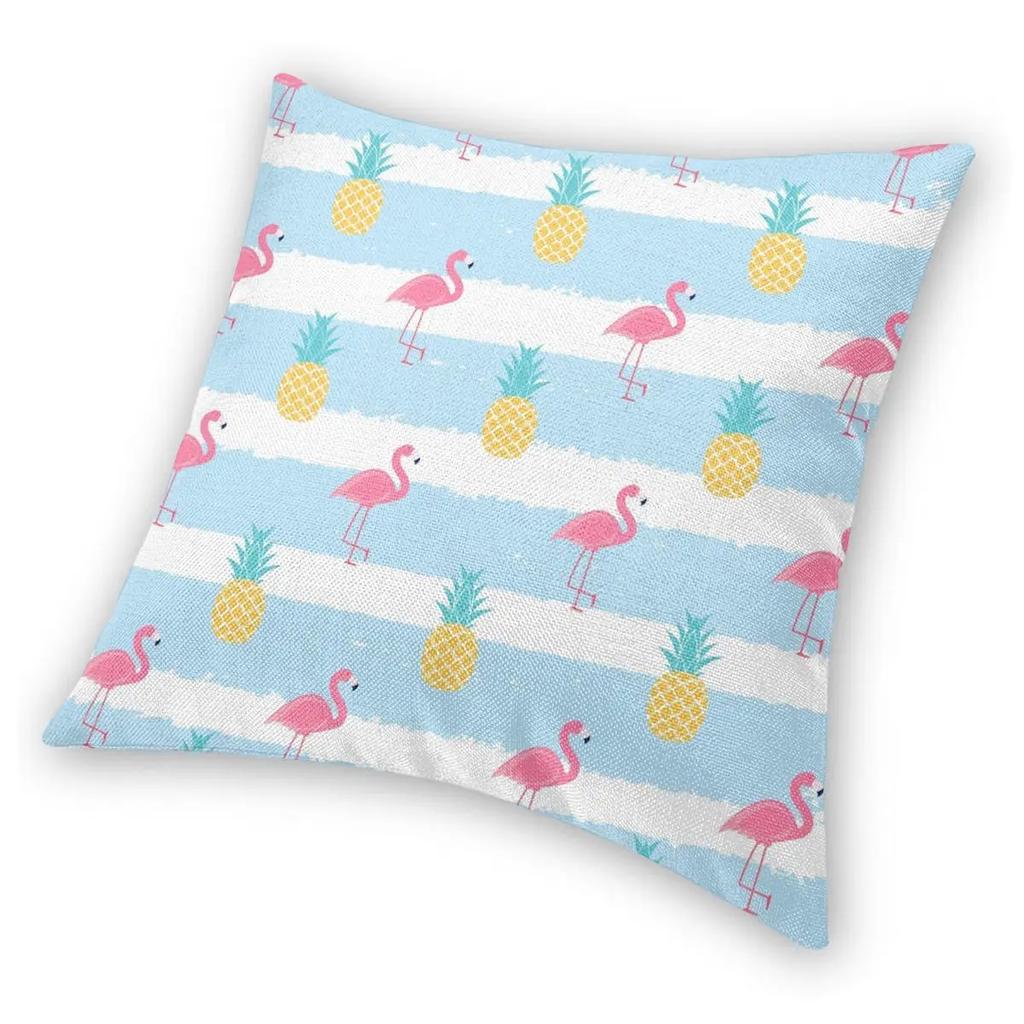 Pineapple And Flamingo Pillowcase Printing Polyester Cushion Cover Decorative Pink Bird Pillow Case Cover Home Square X