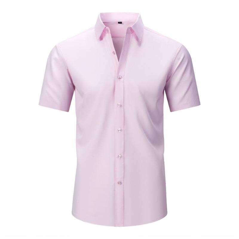 Heren Kortmouwig Effen Non-Iron Kreukvrij Grote Maat Business Casual Overhemd