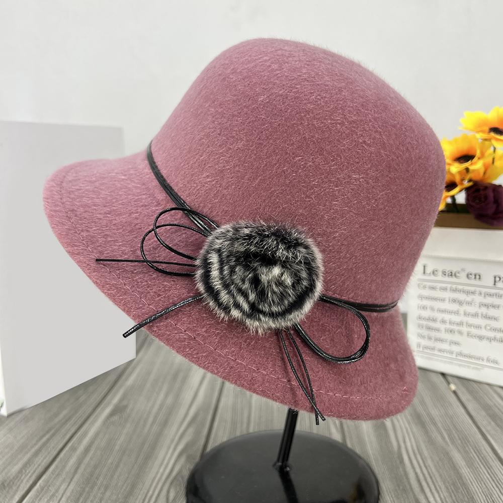 Cappello da donna vintage con secchiello, fiocco solido, in feltro di lana, Fedora, invernale, autunnale, da donna, a cupola, in feltro, per matrimonio, chiesa, jazz, bombetta