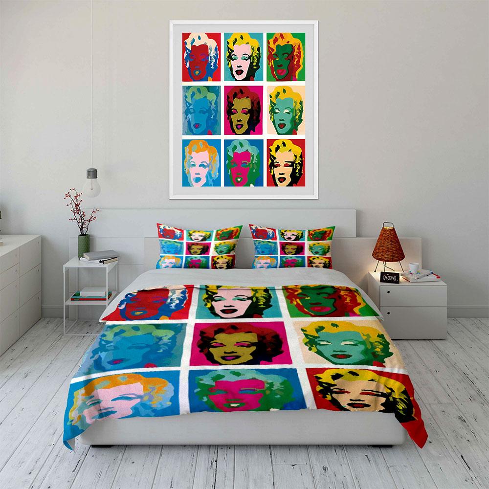 Pop Art Colorful Portrait Set Bedding Duvet Cover Set Duvet Cover Pillowcases  (1*Duvet Cover 2*Pillowcases, Without Duvet Insert)