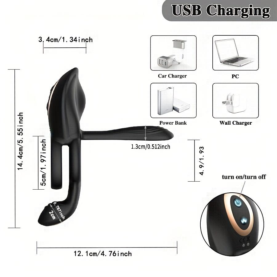 1pc Couple Penis Ring Vibrator 3 In 1 Cock Ring Vibrator 10 Modes Penis Ring Vibrator For Men Vagina Vibrator For Men G Spot Female Clitoris Stimulato