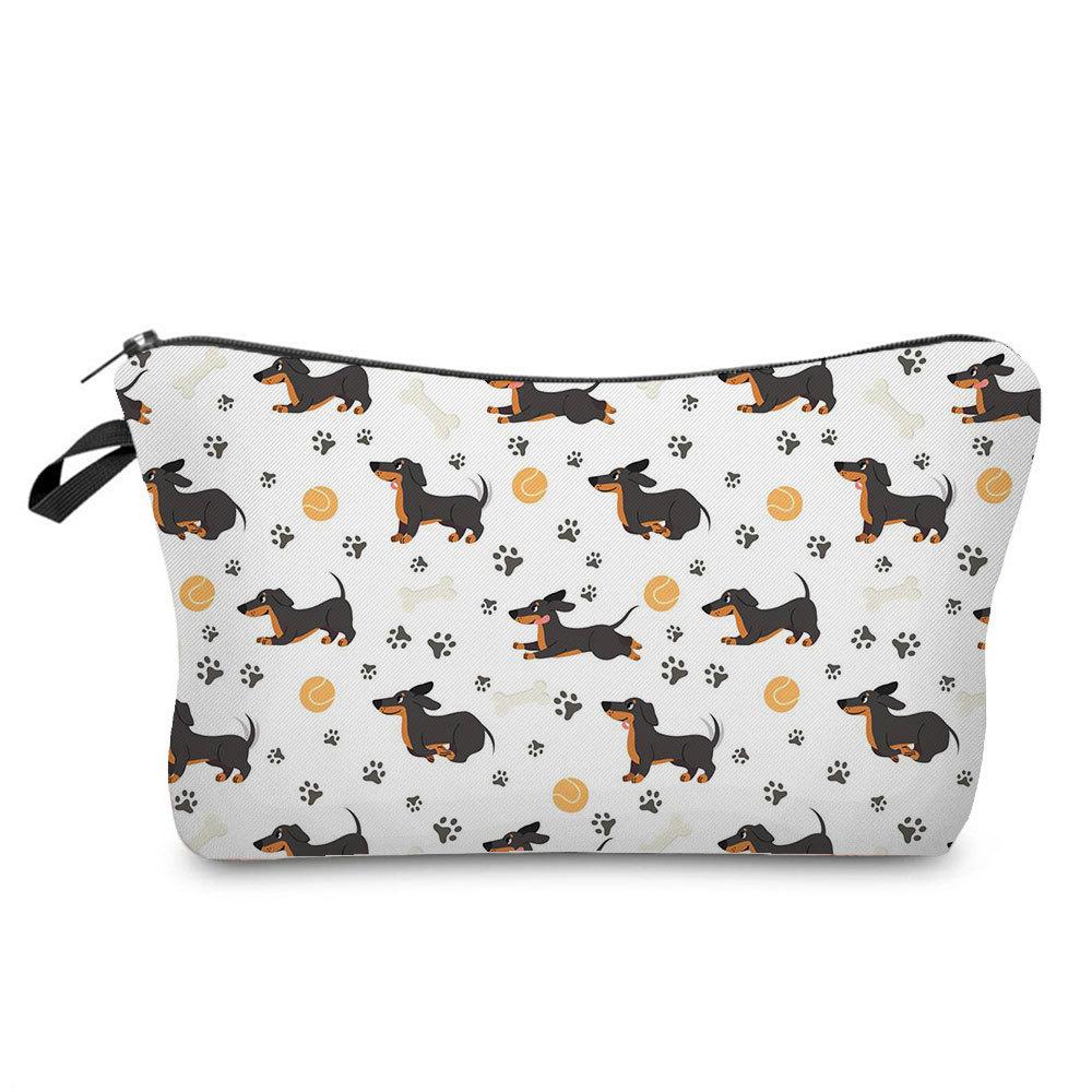 Women Dog Print Cosmetic Bag Toiletries Organize Travel Storage Case 6357 CLE