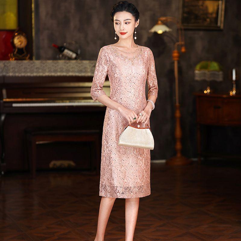 

Октябрьская одежда для мамы высокого класса, осенняя одежда, свадебный костюм Lotus root starch three-point sleeve 2XL