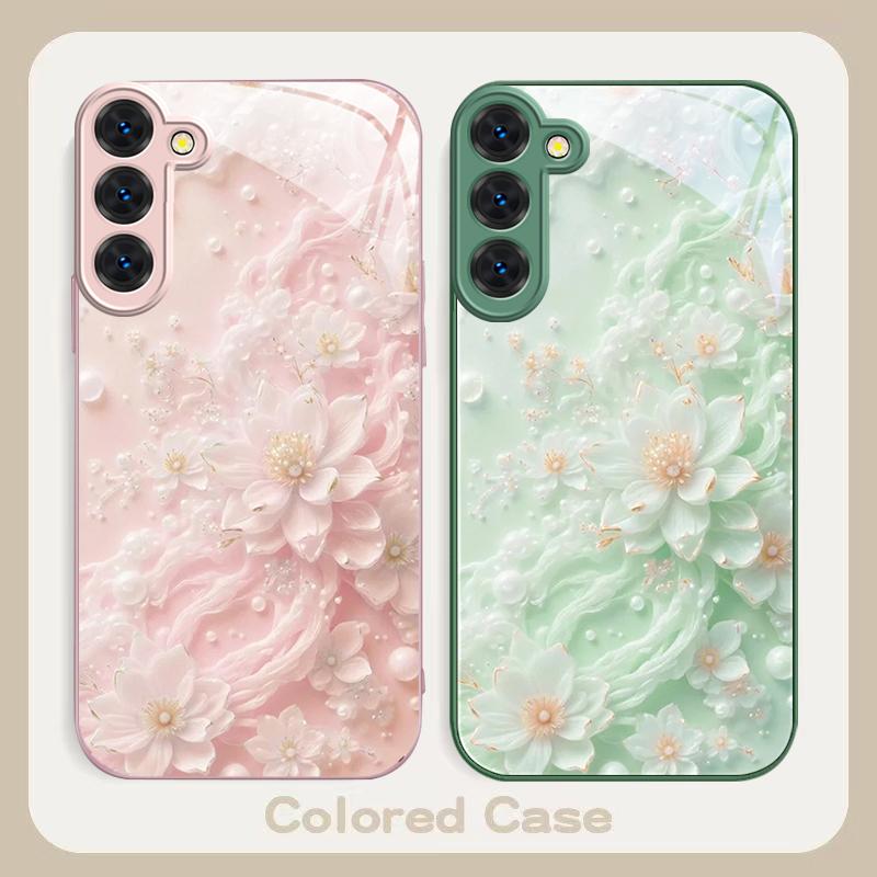 Beautiful white flowers For Samsung S26 S22 S8 S9 S10 S20 Ultra S21 Pro S22 Plus S23 FE S24Ultra S25 Edge S24+ Glass Phone Case