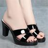 Summer Slipper Female Block Heel Platform Sandals Ladies Slides Women 2025 New High Heels Office Women's  Shoes Sandals