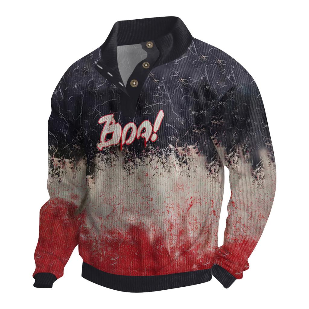 Men's Halloween Printed Corduroy Button Shirt