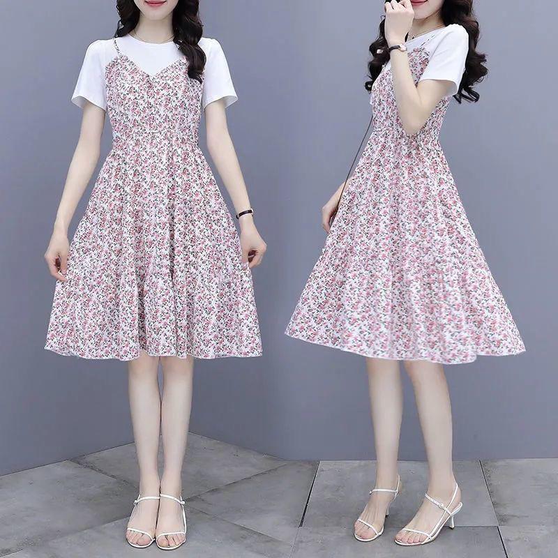 

2026 Summer Floral Chiffon Petite Dress: Elegant, Youthful Two-Piece Style Order According to Recommended Weight