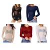 Women Tops Round Neck Long Sleeve Slim Fit Sheer Mesh Design Bottom Tops Sexy Casual Bottom Tops Vacations Parties Daily Wear