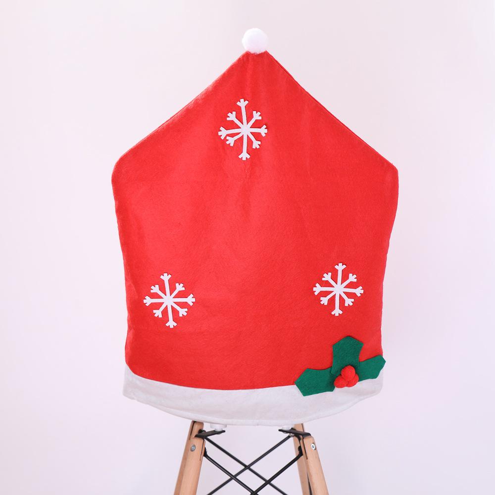 Non-woven Fabric Chirstmas Chair Cover Snowflake Pattern Chair Case Christmas Decorations Santa Hat Shaped Chair Back Cover