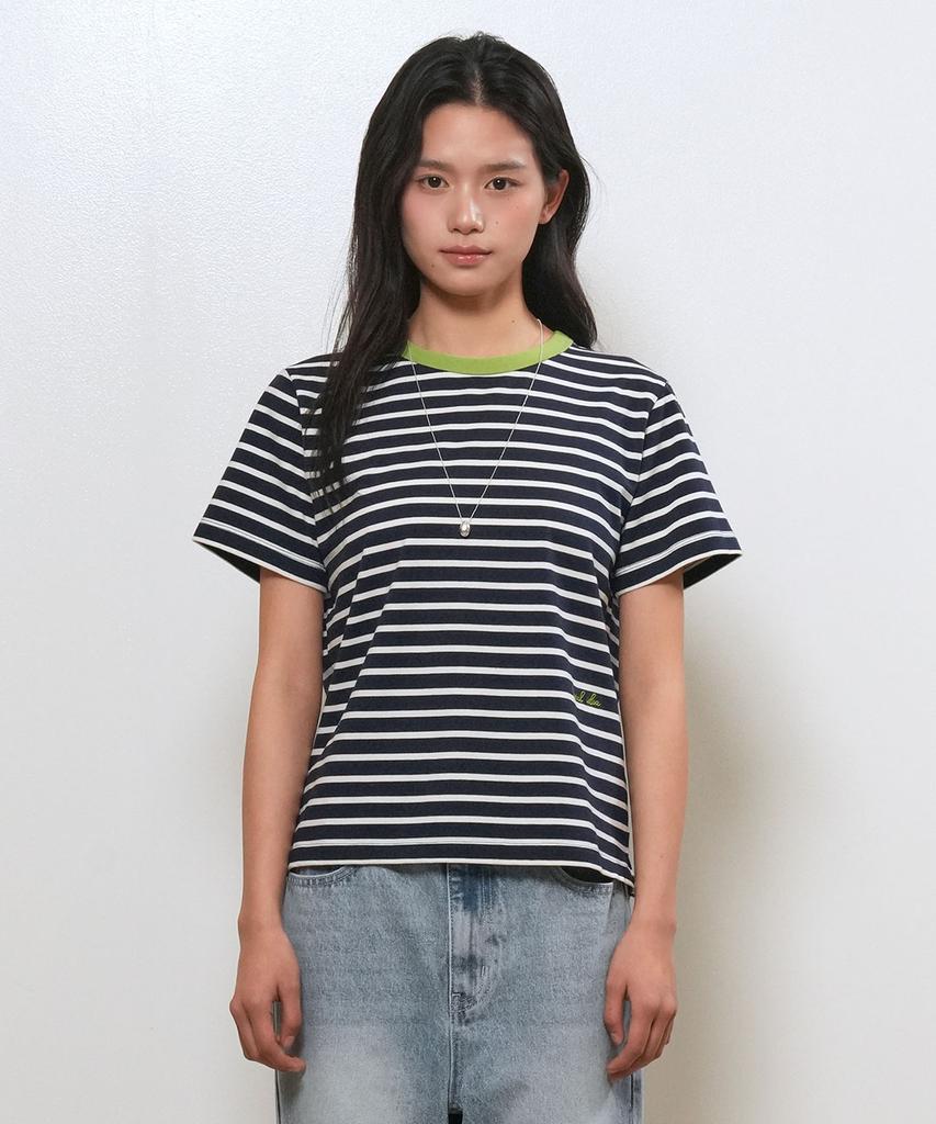 GENERALIDEA Color Block Stripe Short Sleeve T-Shirt [Navy] / Gf2Lts522