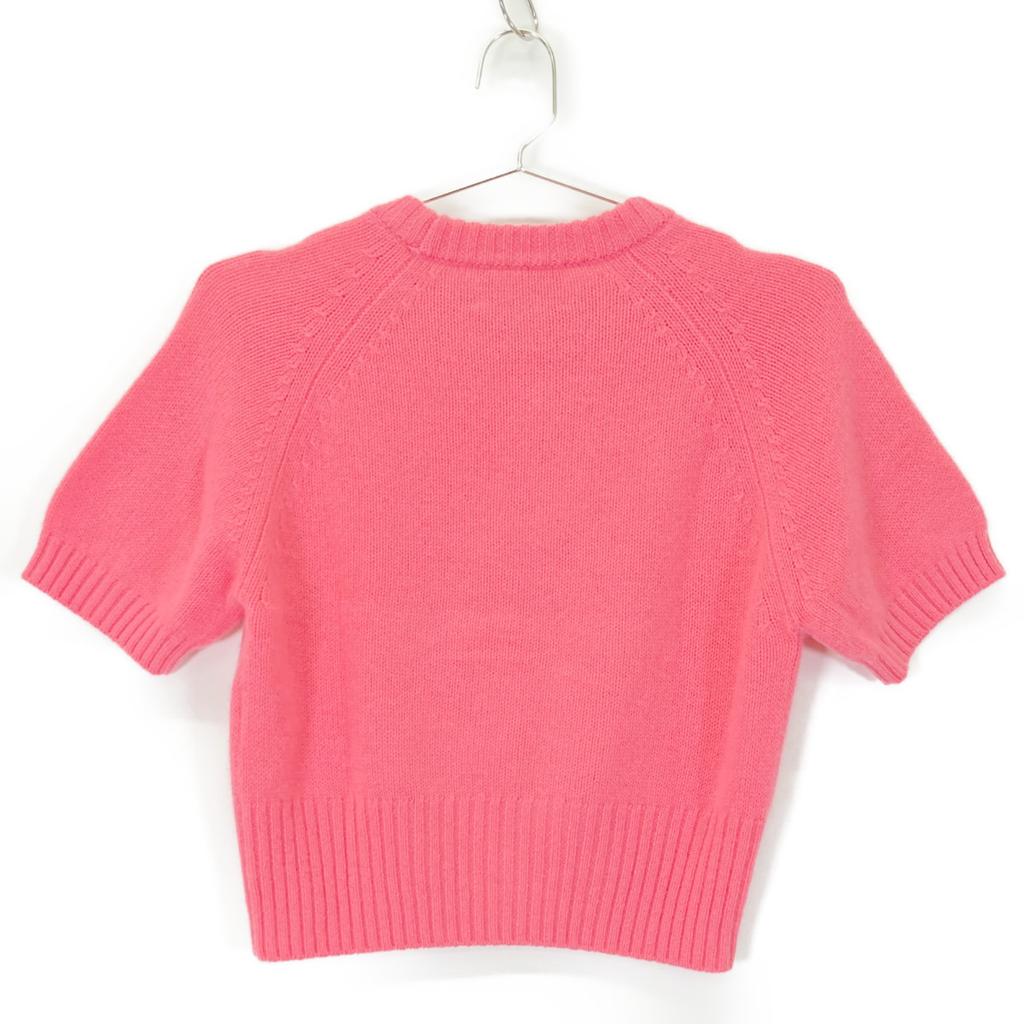 MAISON CARREE MC-07-08 Pink cashmere100 Raglan sleeve mini knit pullover tops F pinkUsed