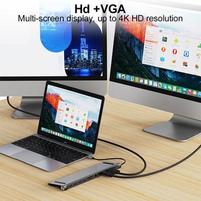 11 In 1 USB C Docking Station 100W PD SD/TF Audio USB C Hub Triple Display Multiport Adapter for Surface/HP/Dell/Lenovo/MacBook