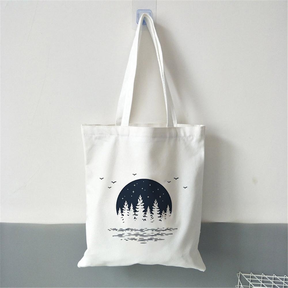 Fashion Women Shopper Bags Dark Forest Print Canvas Bag Handbag Messenger Eco Large Shoulder Bags Women Aesthetic Beach Bag