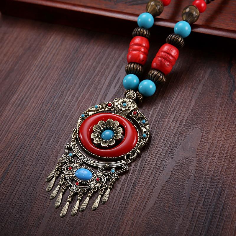 Bohemia Ethnic Necklace Pendant Vintage Strand Statement for Women Jewelry Accessories