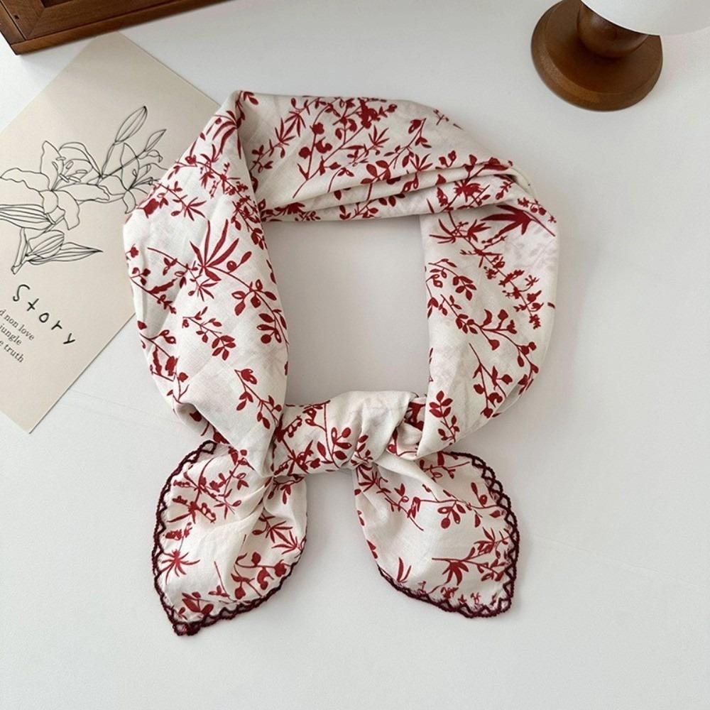 70x70cm Handkerchief Scarves printing Neckerchief Versatile Bandana Scarfs  for Women красный