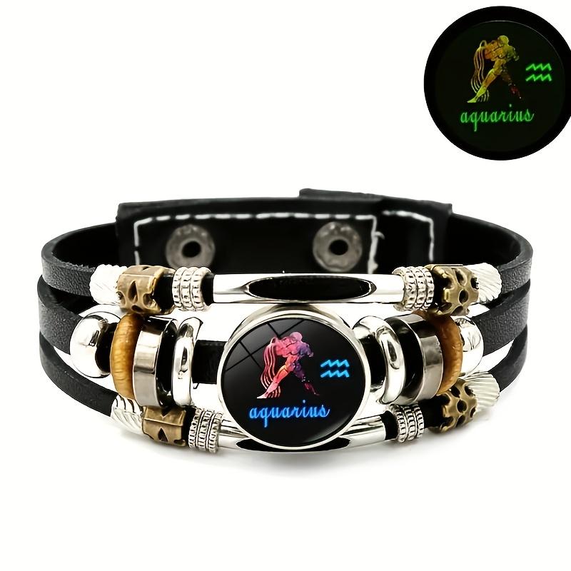 

Звездные созвездия, 1 шт. светящийся браслет из ПУ кожи с 12 созвездиями, крутой многослойный браслет из бусин для мужчин и женщин Aquarius