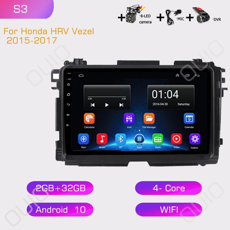 2din 9inch IPS HD Android10 Car Radio Multimedia Player Carplay Auto GPS Navigation DSP BT For Honda HRV Vezel 2015 2016 2017