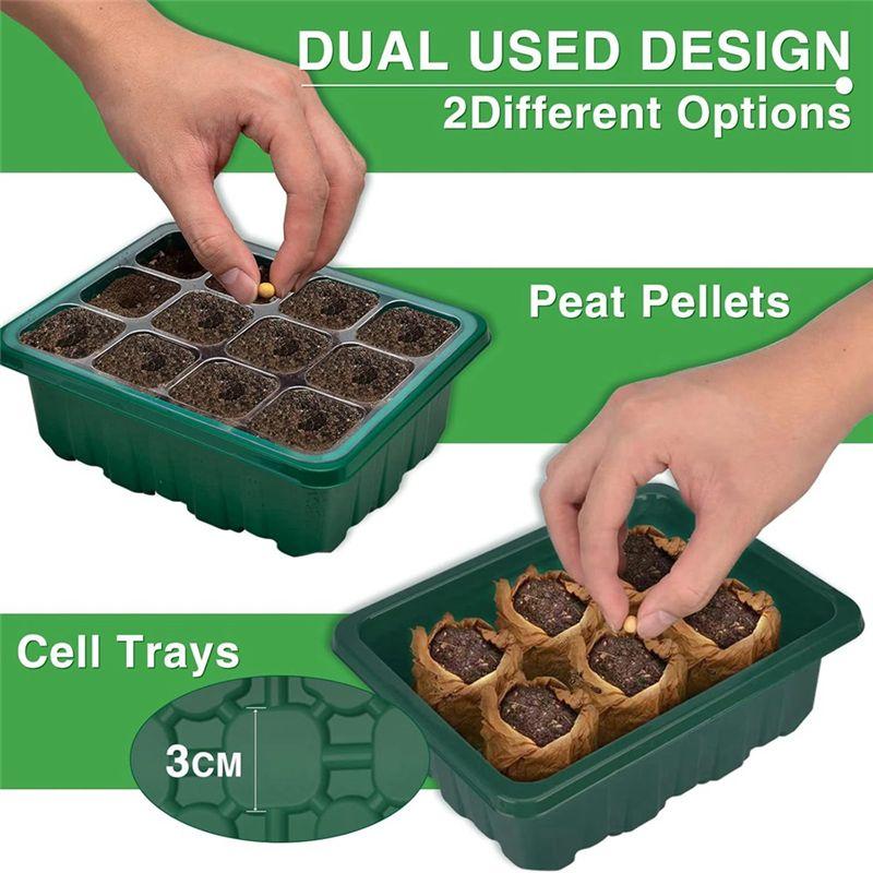 Seed Starting Trays With Grow Light, 4 Pack - Includes Timing Controller And Adjustable Brightness