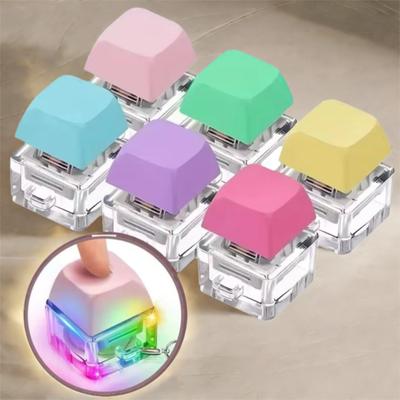 Relaxing DIY Keyboard Fidget Keychain Keys Button Keycap Finger Keyboard Caps with Light Relief Stress Clicker Toy