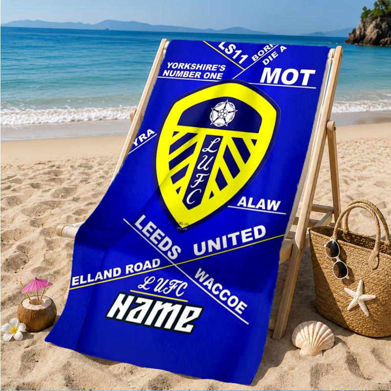 Custom Name Beach Towel Leeds Loyalty Microfiber Beach Towel, Lightweight for Summer Travel, Swimming Pool Fan Birthday Gift