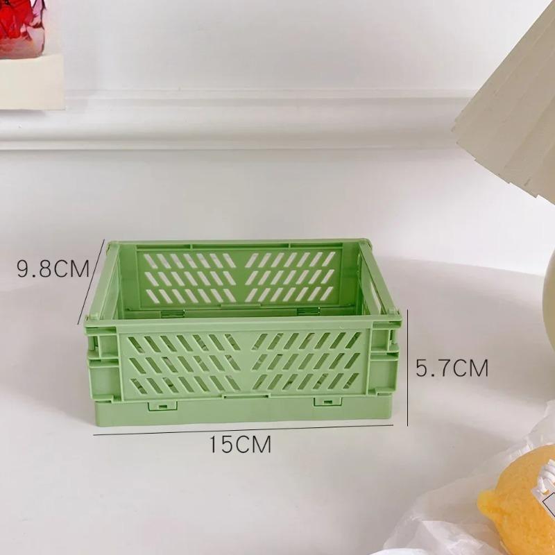 Foldable Storage Box Plastic Storage Organizer Student Desktop Organizer Stationery Snacks Storage Basket Home Storage Accessory