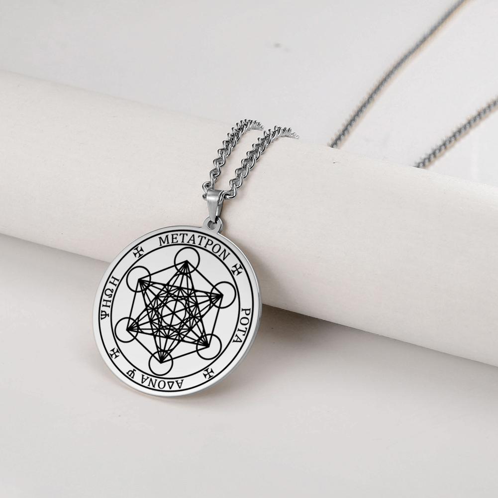 Arcangelo Metatron Angelo della Vita Sigillo Salomone Collana Uomo Kabbalah Amuleto Acciaio Inossidabile Gioielli Vichinghi