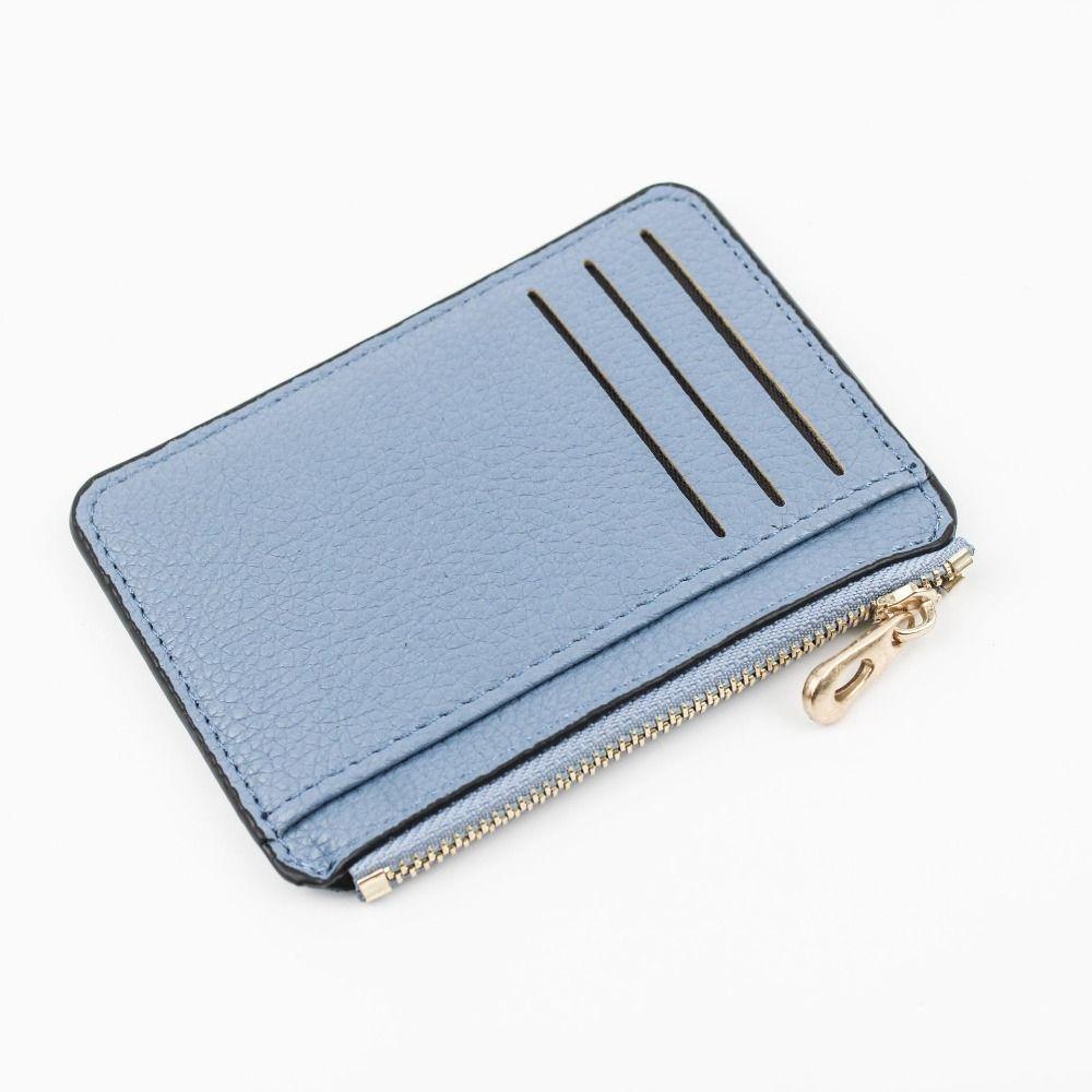 

Name Card Holder Pure Color Zipper Card Bag Duble sided PU Mini Business Wallet Multi Slot Ultrathin Short Purse Men s Women s