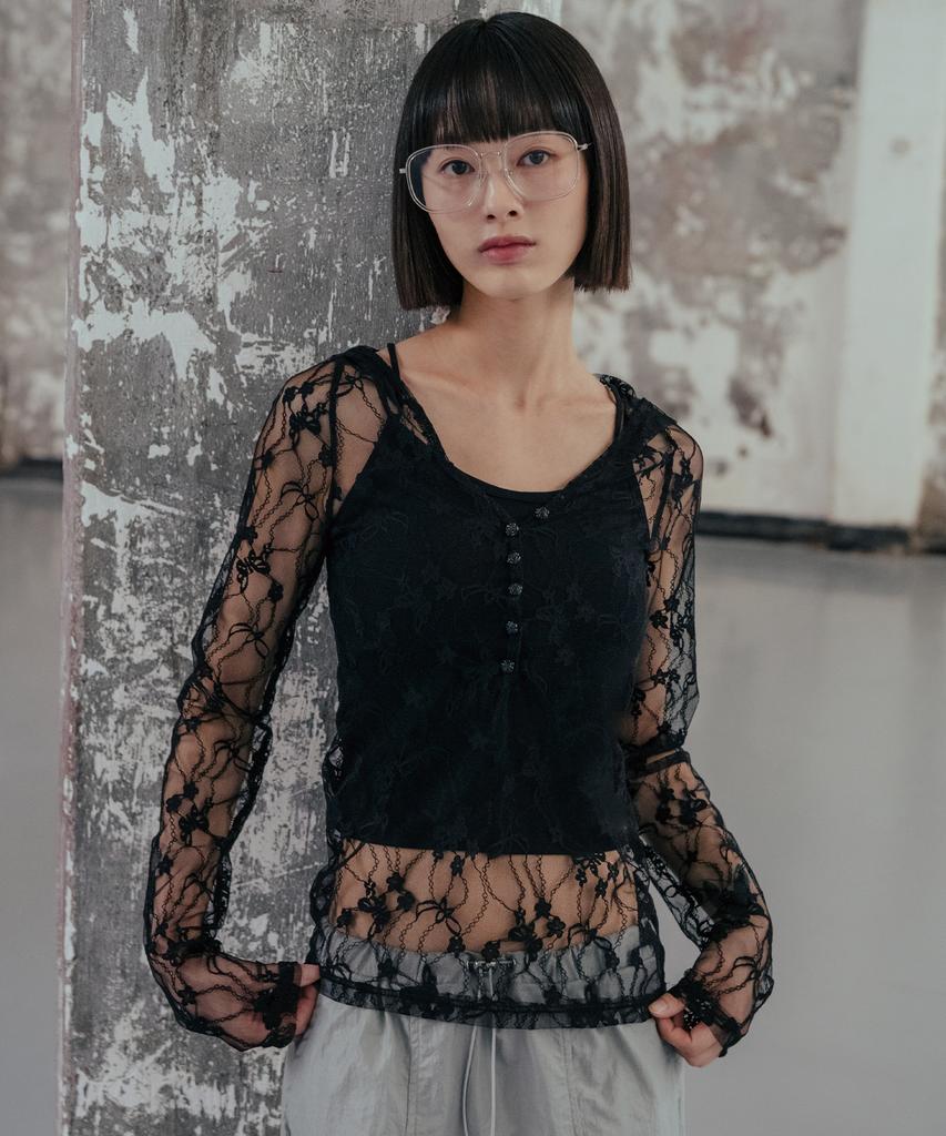 Lace Layered Hoodie_Black