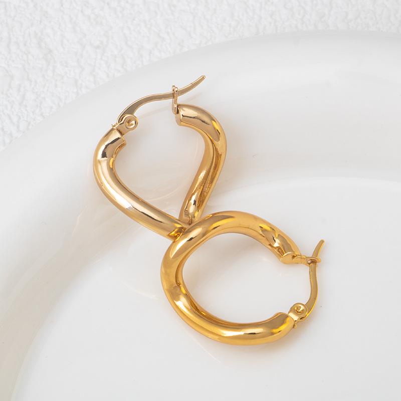 

Золотые титановые серьги из нержавеющей стали неправильной формы - Ретро гонконгский стиль.