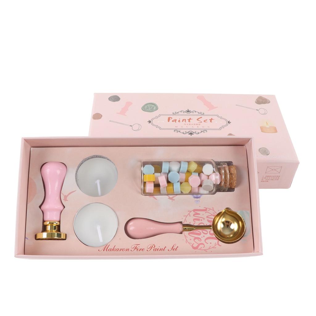 Wax Stamp Kit Retro Removable Handle Pattern Wax Stamp Sealing Kit for Envelope Invitation