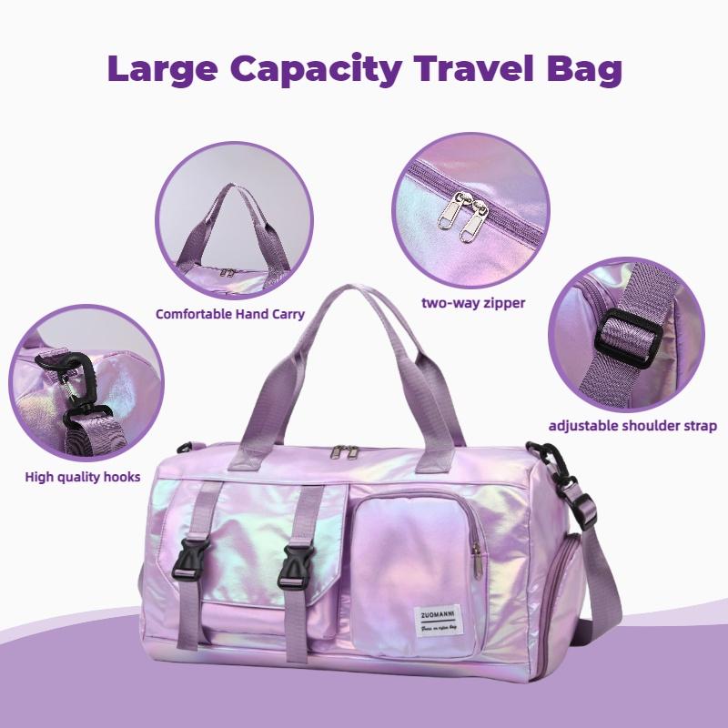 Large Capacity Women'S Nylon Travel Duffel Bag Dazzling Colorful Sports Fitness Bag Very Suitable for Outdoor Sports Travel  Fitness Yoga