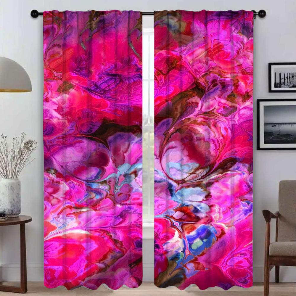 M-MarbleS Blackout Curtain for Room 2 Panel Anti-mosquito Curtains 2 Pieces Halloween Decoration Shades Tulle for Bedroom Living