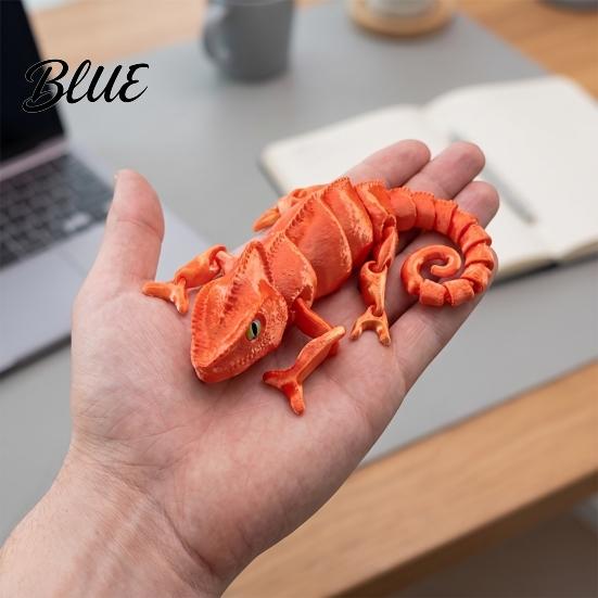 Desk Chameleon Decor 3D Printed Figurine, Realistic Articulated Lizard Toy, Animal Figurine Model with Moveable Joints for Decoration