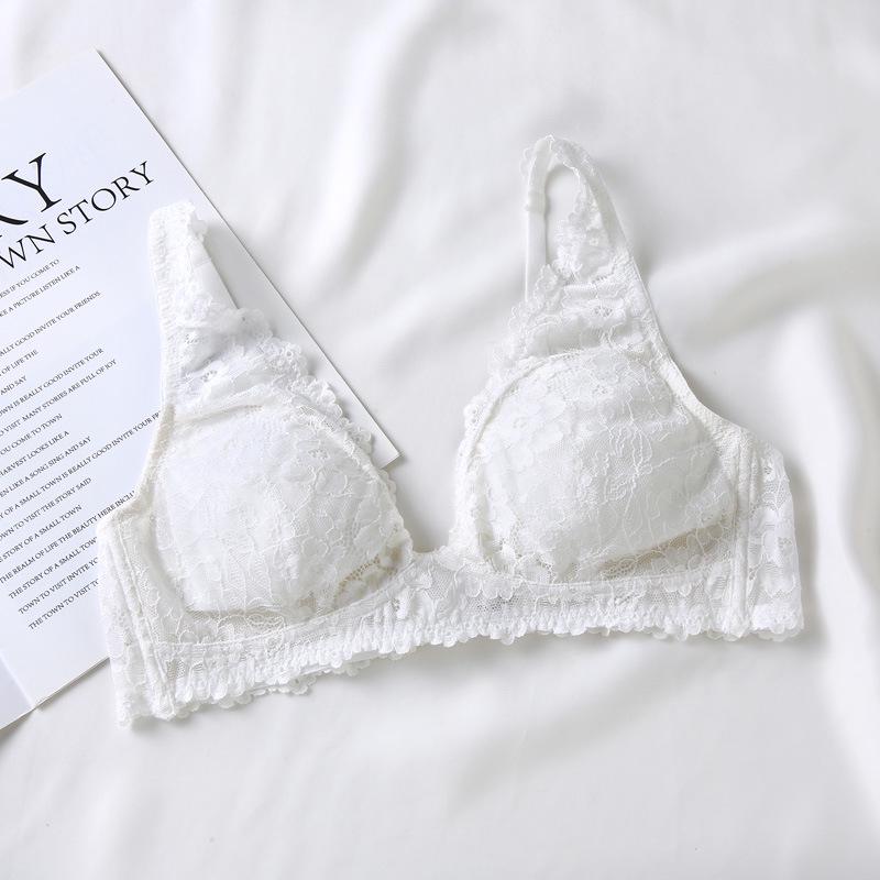 

Женский шелковый кружевной бюстгальтер - без стального кольца, регулируемый, тонкая подкладка Small